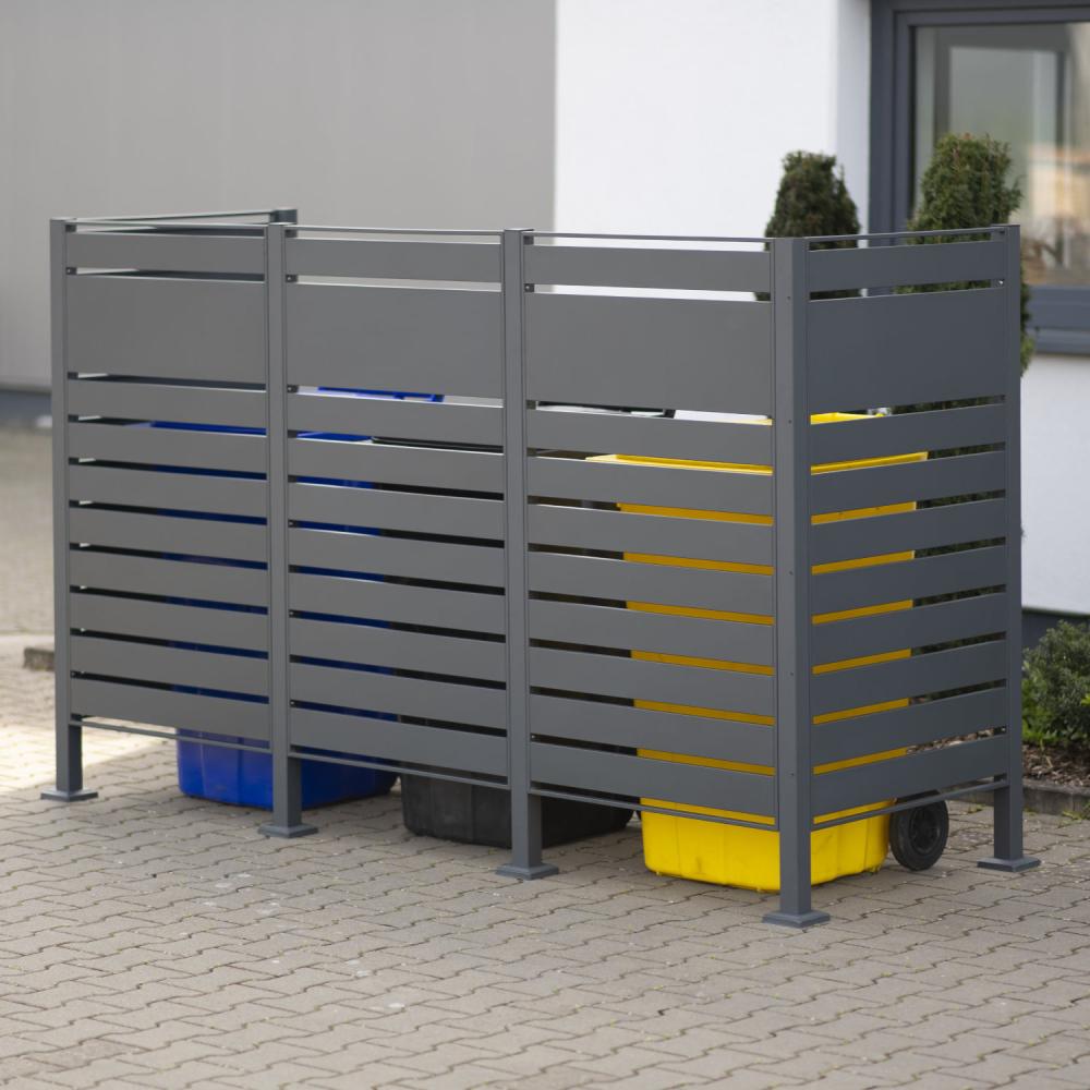 Westmann Mülltonnenverkleidung Planum 3er Box, anthrazit, 80 x 240 x 150 cm (B x T x H) Bild 1