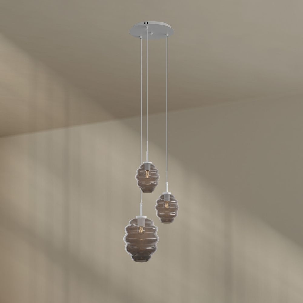 s.luce Echos Galerieleuchte 3-flammig Ø 40cm Baldachin Ø 18/25cm Rauch, Weiß Bild 1