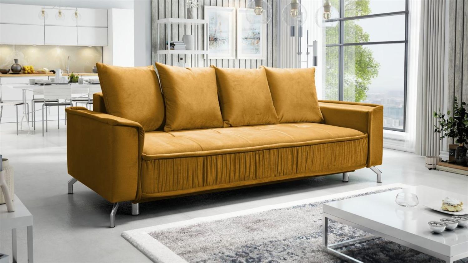 Schlafsofa Sofa 3-Sitzer FLORENCE Stoff Element Honiggelb Bild 1