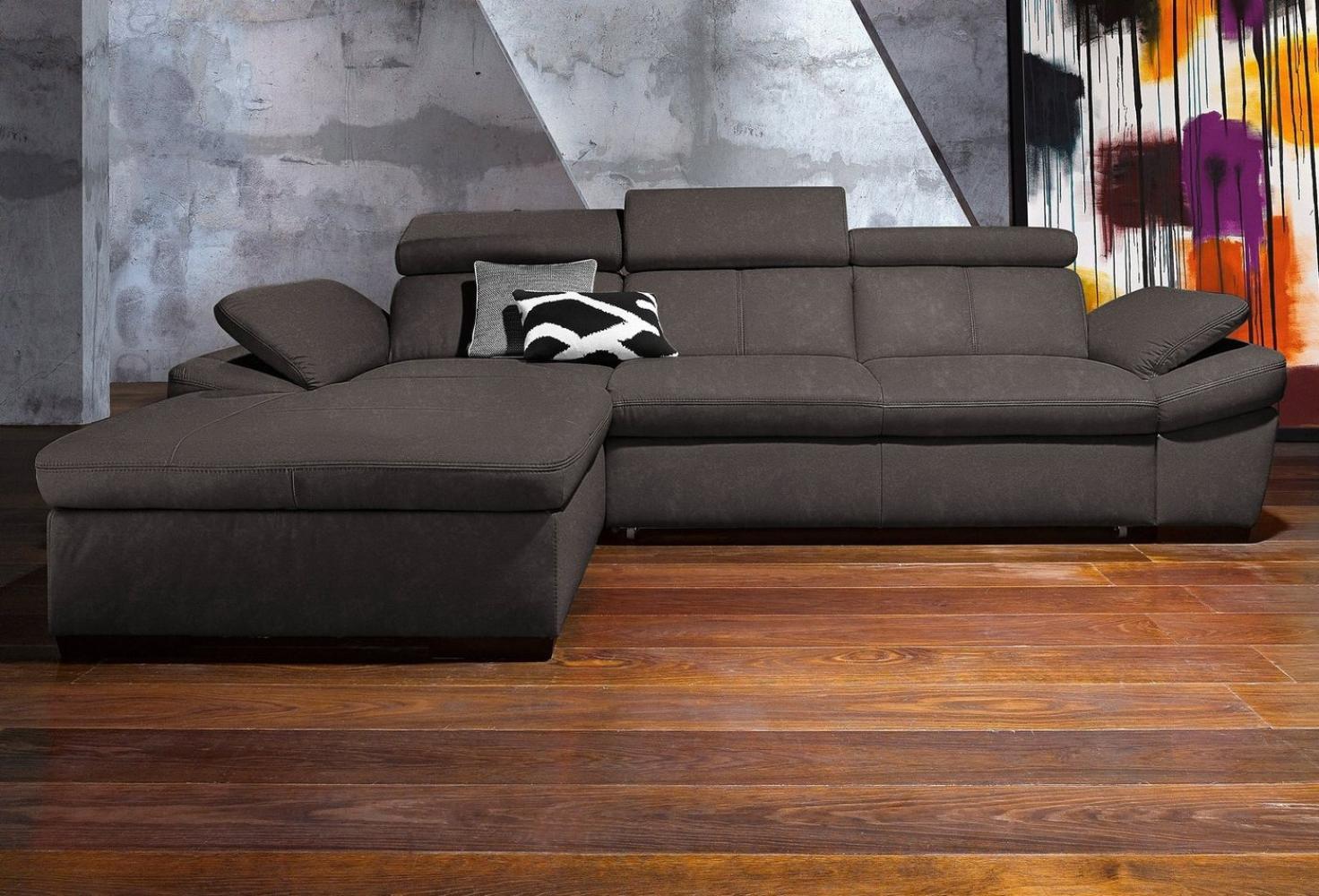 exxpo - sofa fashion Ecksofa Salerno, klassisch modernes Funktionssofa, hoher Sitzkomfort, L-Form, inkl. Kopf- und Armteilverstellung, wahlweise mit Bettfunktion Bild 1