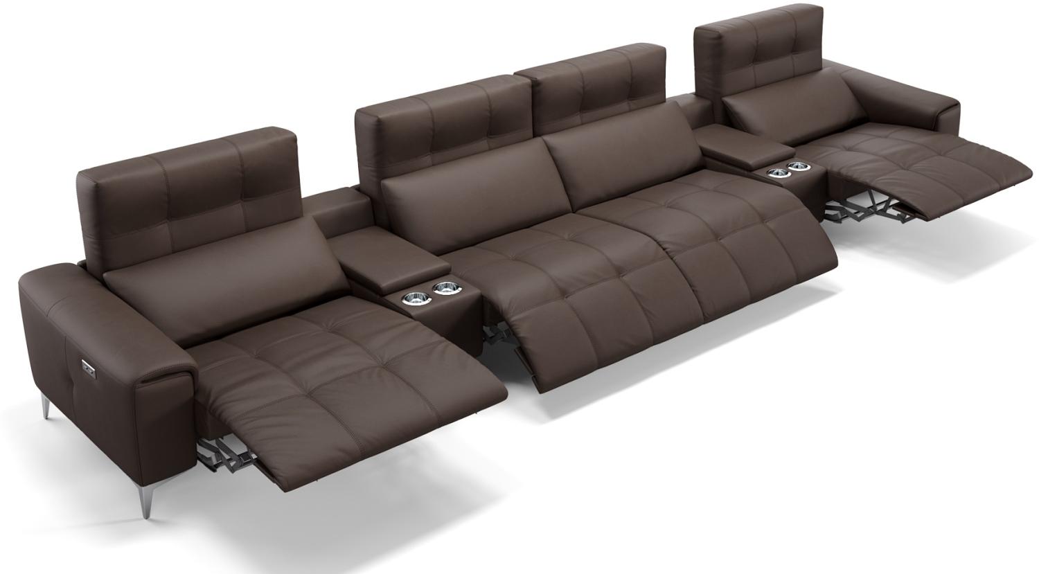 Sofanella Kinosofa SALENTO 4-Sitzer Ledercouch Hometheater in Braun XL: 454 Breite x 100 Tiefe Bild 1