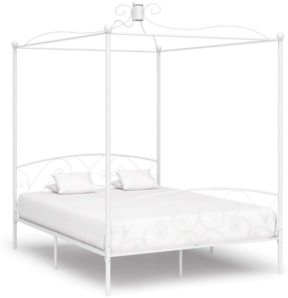 vidaXL Himmelbett-Gestell Weiß Metall 180 x 200 cm [284473] Bild 1