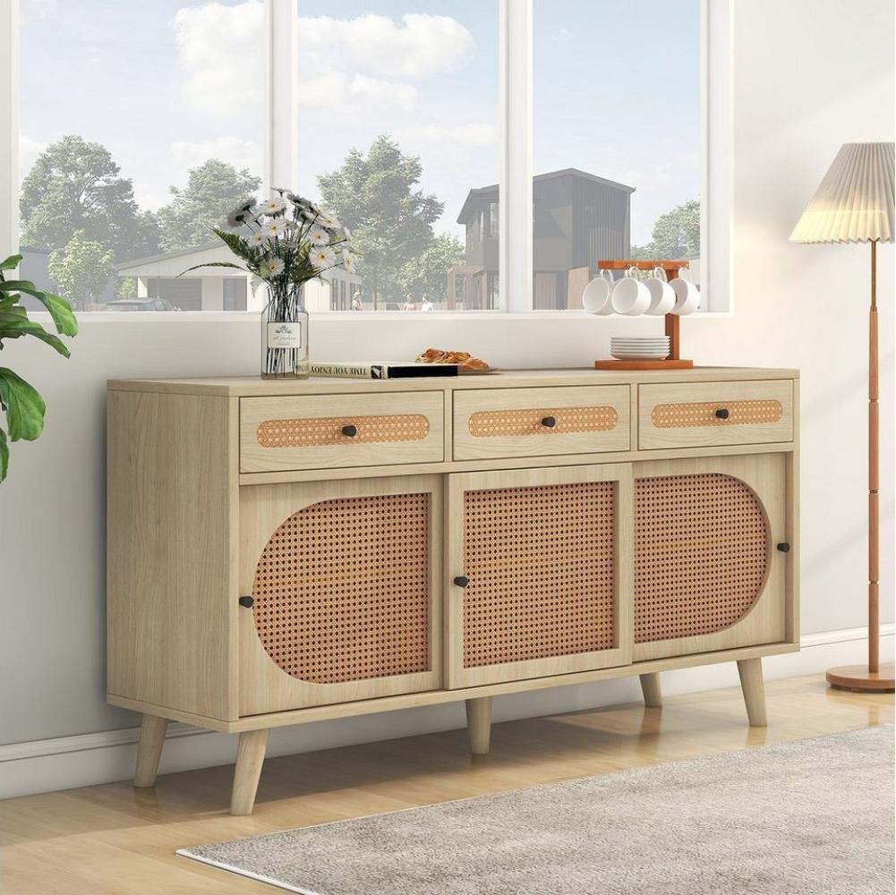 OKWISH Sideboard Kommode mit Schublade und 6 Fächer (1 St), Kommode mit Rattangeflecht Bild 1