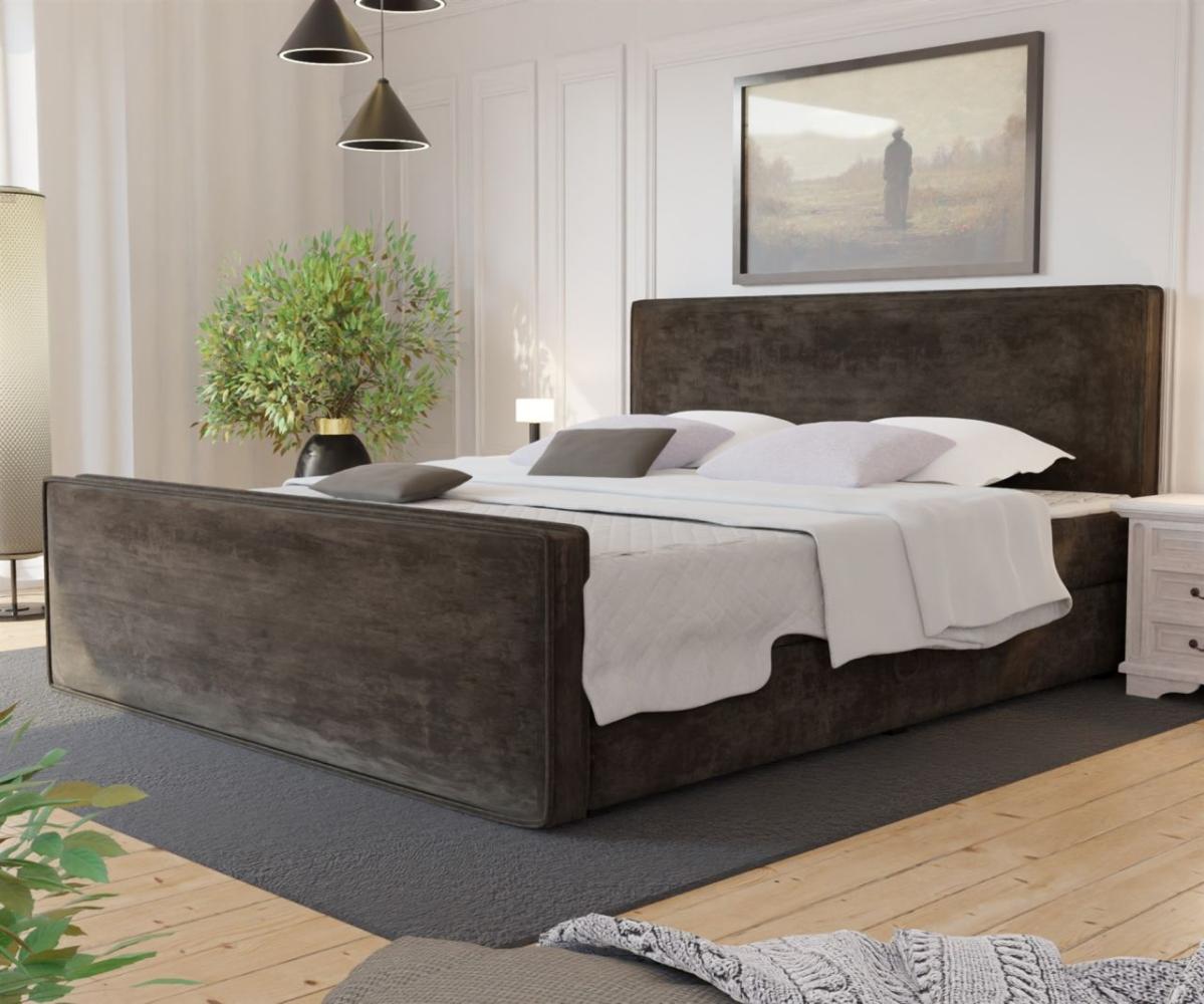 Boxspringbett Schlafzimmerbett CELES 140x200cm Stoff Monolith Braun Bild 1