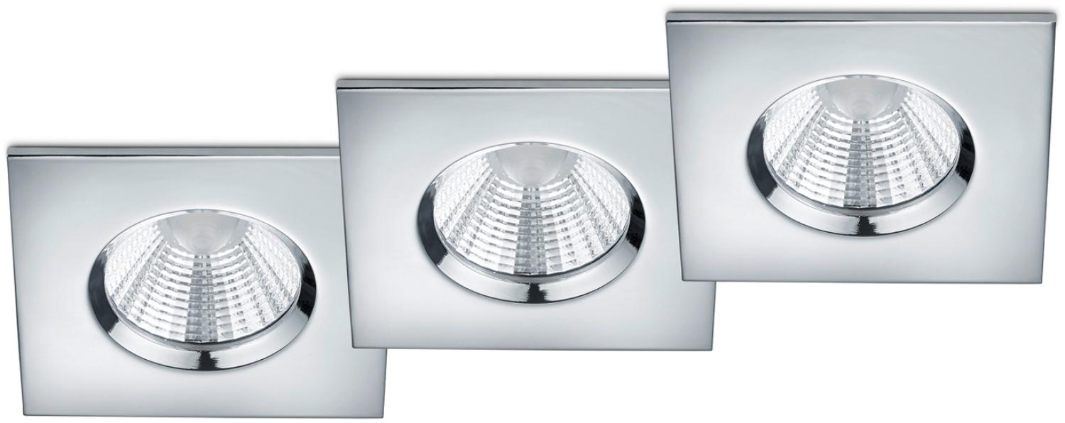 Eckiger LED Einbaustrahler ZAGROS 3er Set dimmbar in Silber Chrom, IP65 Bild 1