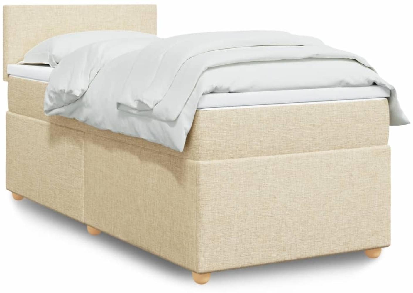 vidaXL Boxspringbett mit Matratze Creme 90x190 cm Stoff 3288833 Bild 1