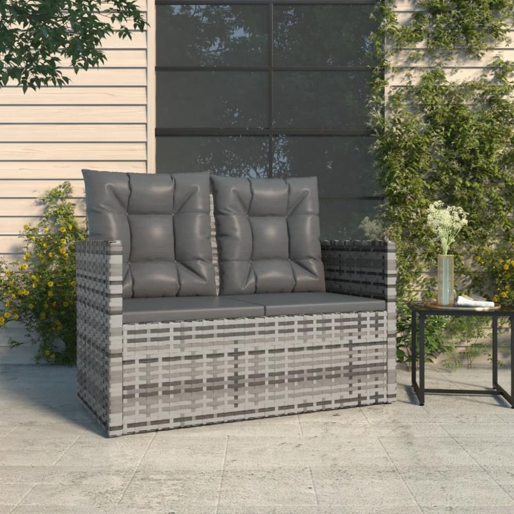 vidaXL Gartenbank mit Kissen Grau 105 cm Poly Rattan 362319 Bild 1