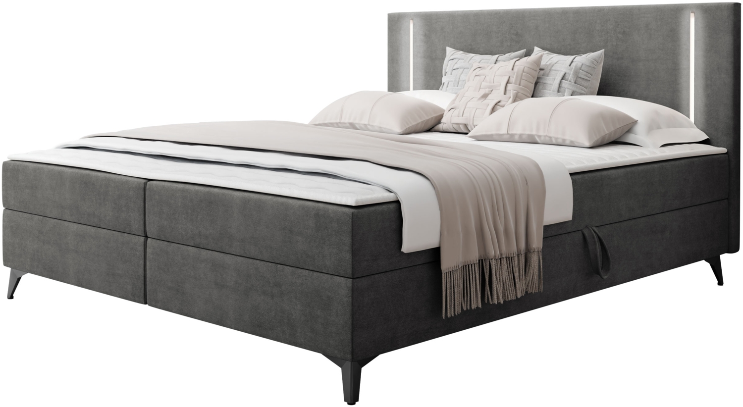 Boxspringbett Ono 2 mit LED-Beleuchtung, zwei Bettkästen (Farbe: Manila 16, Größe: 160 x 200 cm) Bild 1