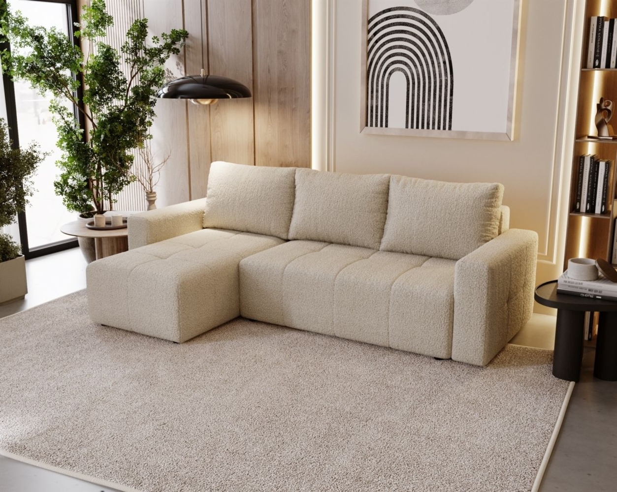 Ecksofa Schlafsofa NOHA in Stoff Now or Never Beige Ottomane Links Bild 1