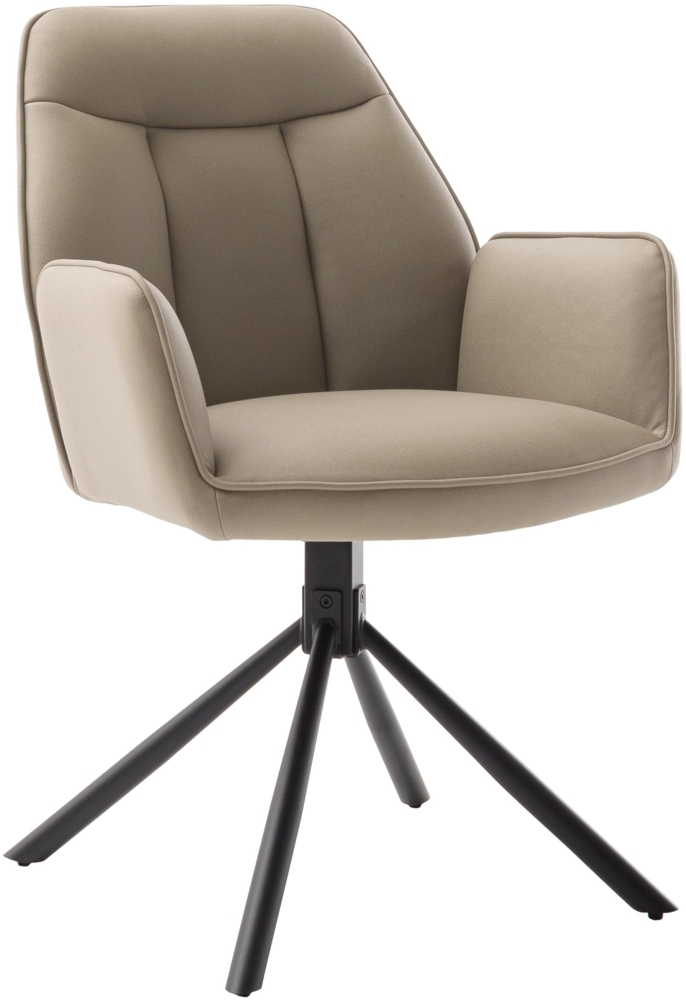 RAFAELA 4-Fuß Stuhl mit Armlehnen - 2er Set - Cappuccino / Schwarz matt lackiert Bild 1