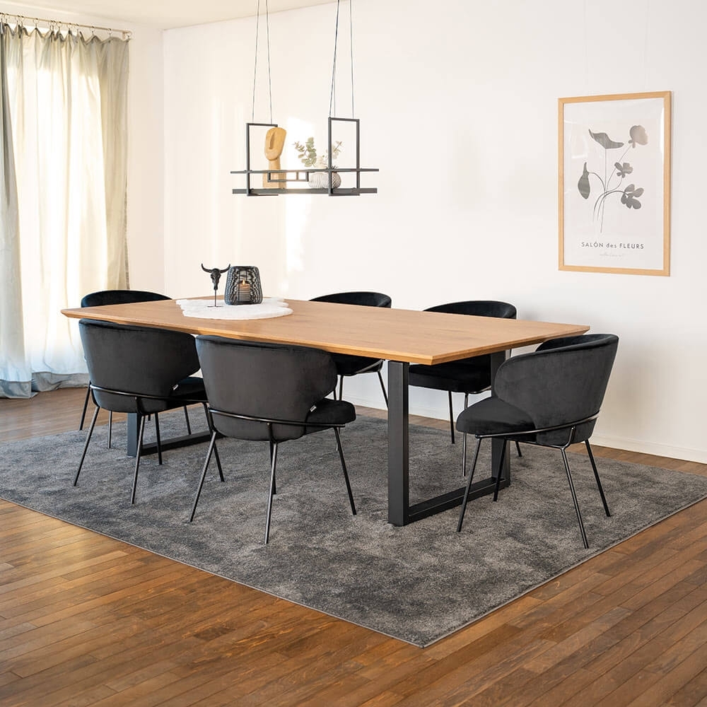 HOME DELUXE Essgruppe Eckig AVENCIA inkl. U-Fuß - 240 x 120 cm Light Oak 6 Stühle Bild 1