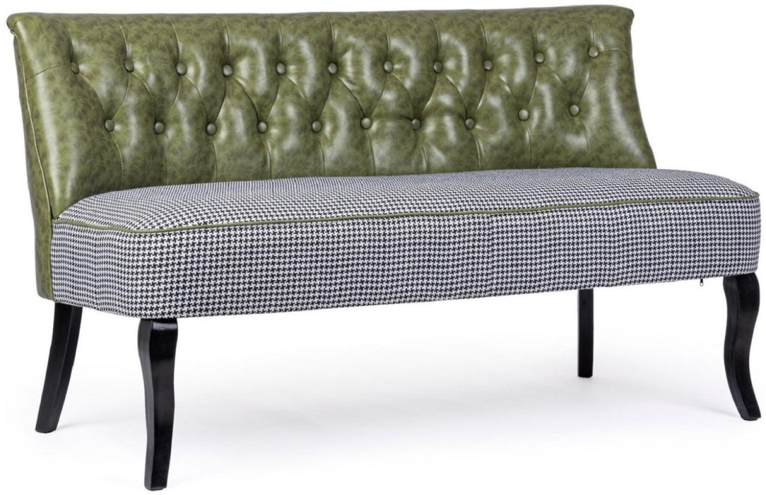 Casa Padrino Luxus Chesterfield Kunstleder Sofa Dunkelgrün / Weiß / Schwarz 136 x 66 x H. 76 cm - Wohnzimmer Sofa - Wohnzimmer Möbel - Chesterfield Möbel - Luxus Möbel - Luxus Einrichtung Bild 1