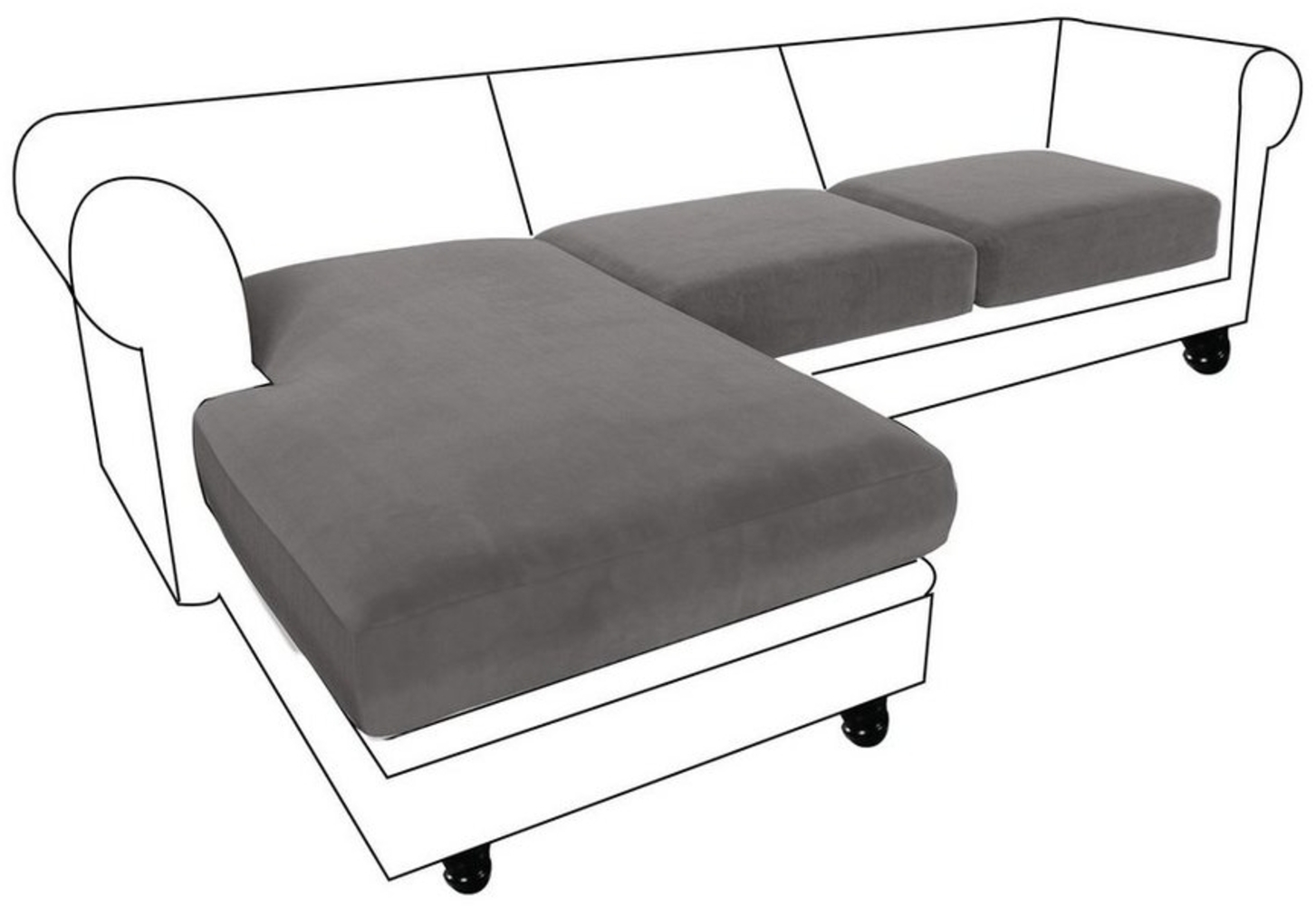 Rosnek Sofahusse Sofa Sitzbezug,Samt Sitzkissenbezug, Stretch,Schonbezug, Stretch Elastic Chaise Loung Sofahusse Bild 1