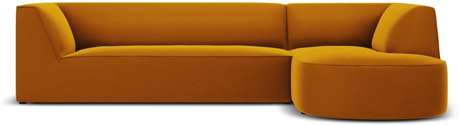 Micadoni 4-Sitzer Samtstoff Modular Ecke rechts Sofa Ruby | Bezug Yellow | Beinfarbe Black Plastic Bild 1