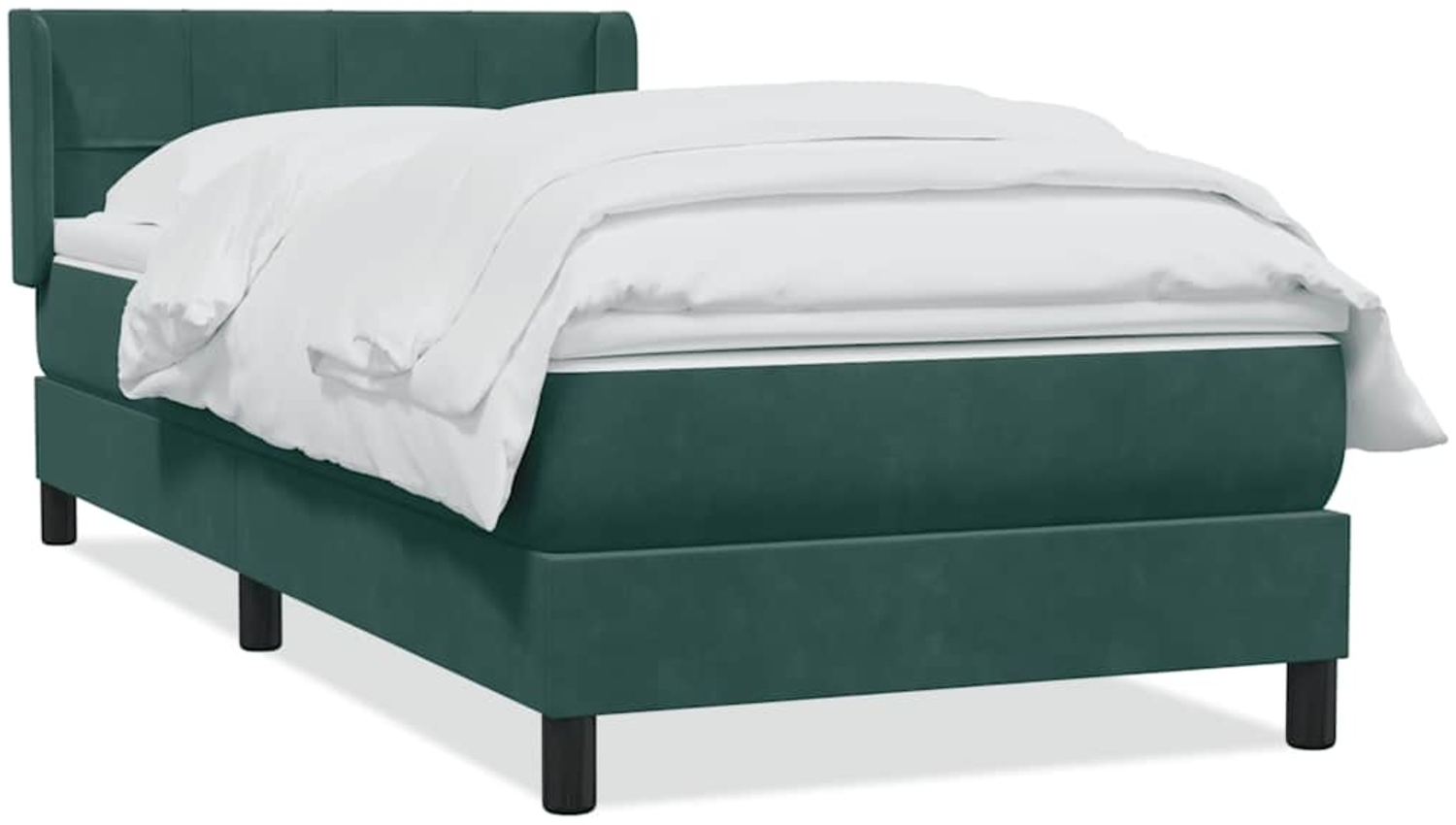 vidaXL Boxspringbett mit Matratze Dunkelgrün 100x210 cm Samt 3318108 Bild 1