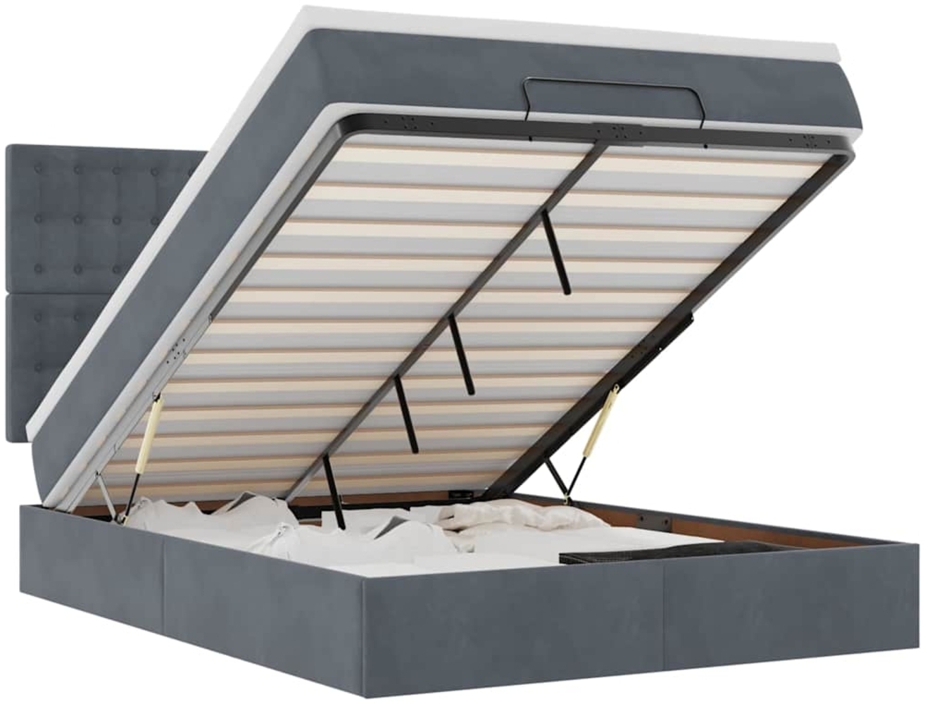vidaXL Ottoman-Bett mit Matratzen & LEDs Dunkelgrau 140x190 cm Samt 3314463 Bild 1