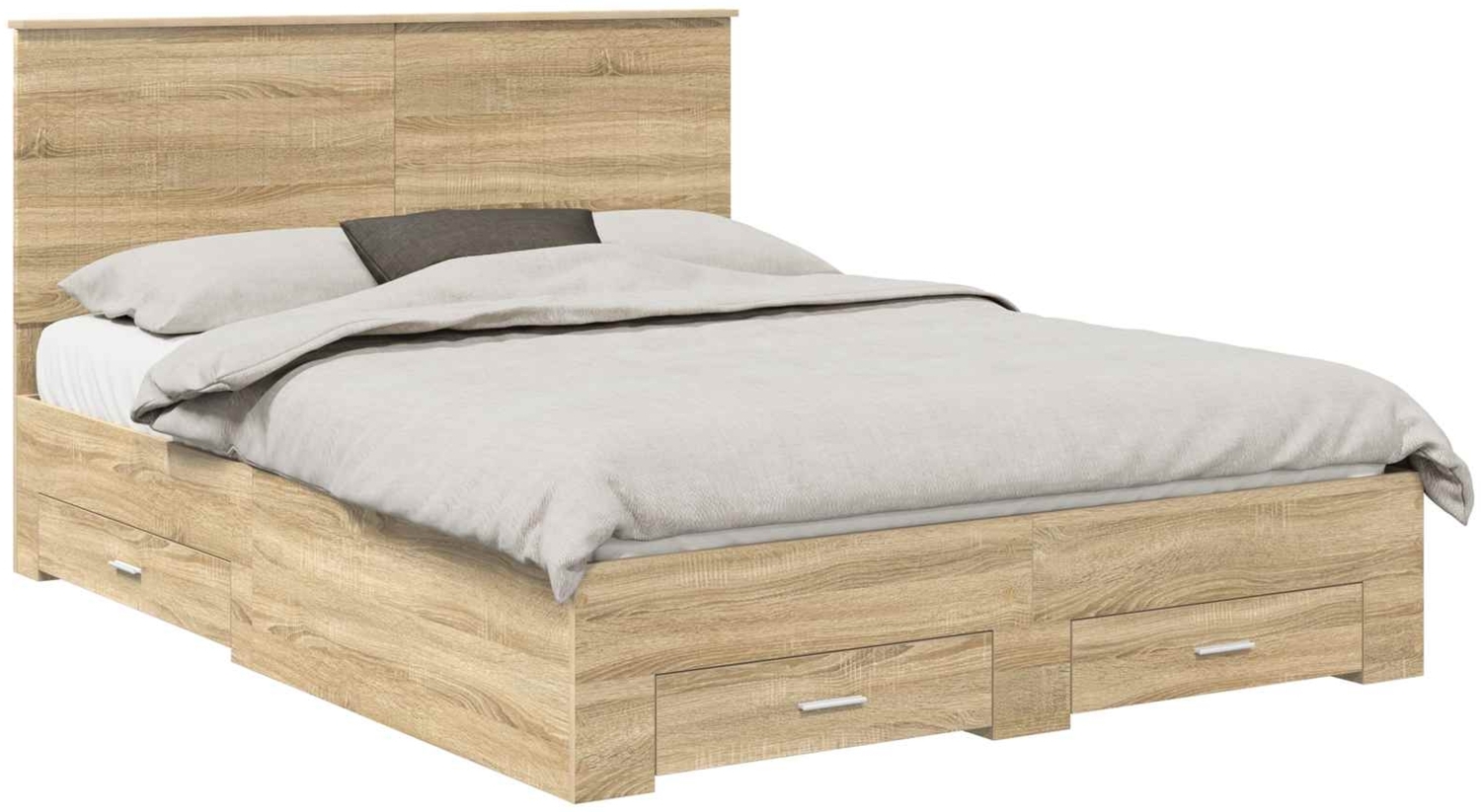 vidaXL Bettrahmen mit Kopfteil Sonoma-Eiche 150x200 cm Holzwerkstoff 3411291 Bild 1