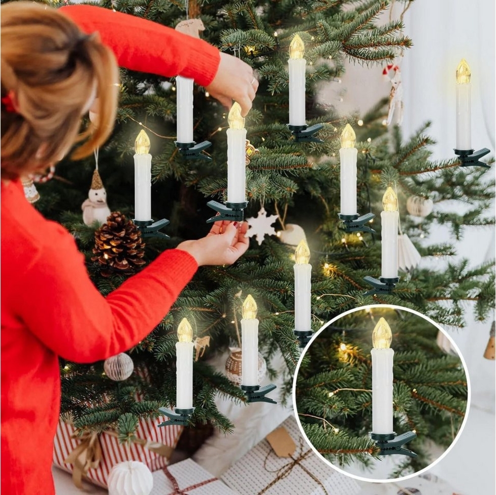 EXTSUD LED-Christbaumkerzen Weinachten LED Kerzen mit Fernbedienung 20 Stück Weihnachtskerzen, 20-flammig, Led Schwebende Kerzen, Christbaumkerzen Flammenlossen Bild 1