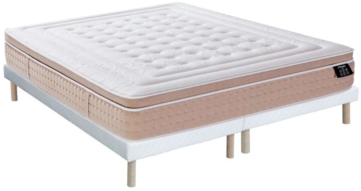 Vente-unique - Set aus Bettgestell + Matratze - 180 x 200 cm - Hybridmatratze - 7-Zonen-Taschenfederkern & kühlendes Memory-Schaum-Gel - Stärke 30 cm - NAZILI von YSMÉE Bild 1