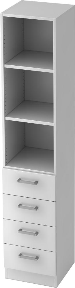 bümö office Aktenschrank Regal mit Schubladen, Büroschrank schmal aus FSC-Holz, 40cm breit in weiß - Aktenregal & Schubladenschrank mit Chromgriffen, Büro Möbel Schrank System, 7600-W-W-CE Bild 1