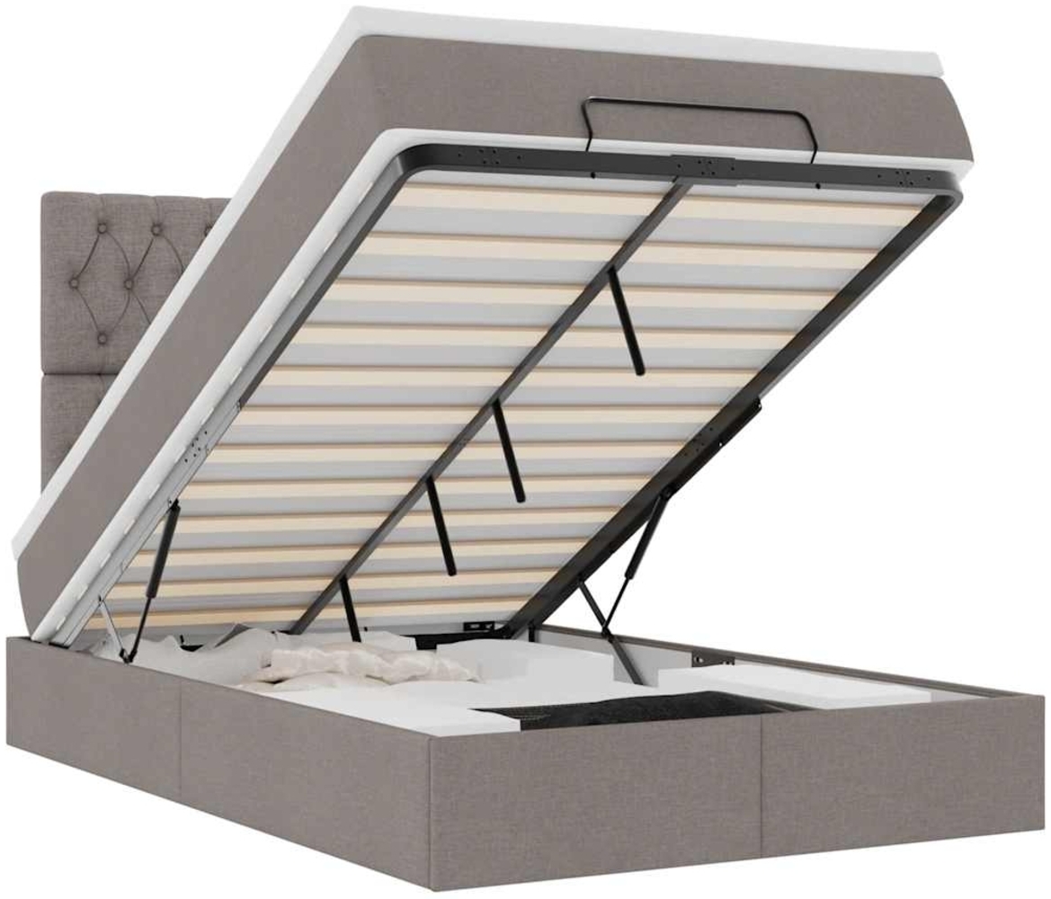 vidaXL Ottoman-Bett mit Matratze & LEDs Taupe 120x200 cm Stoff 3314083 Bild 1