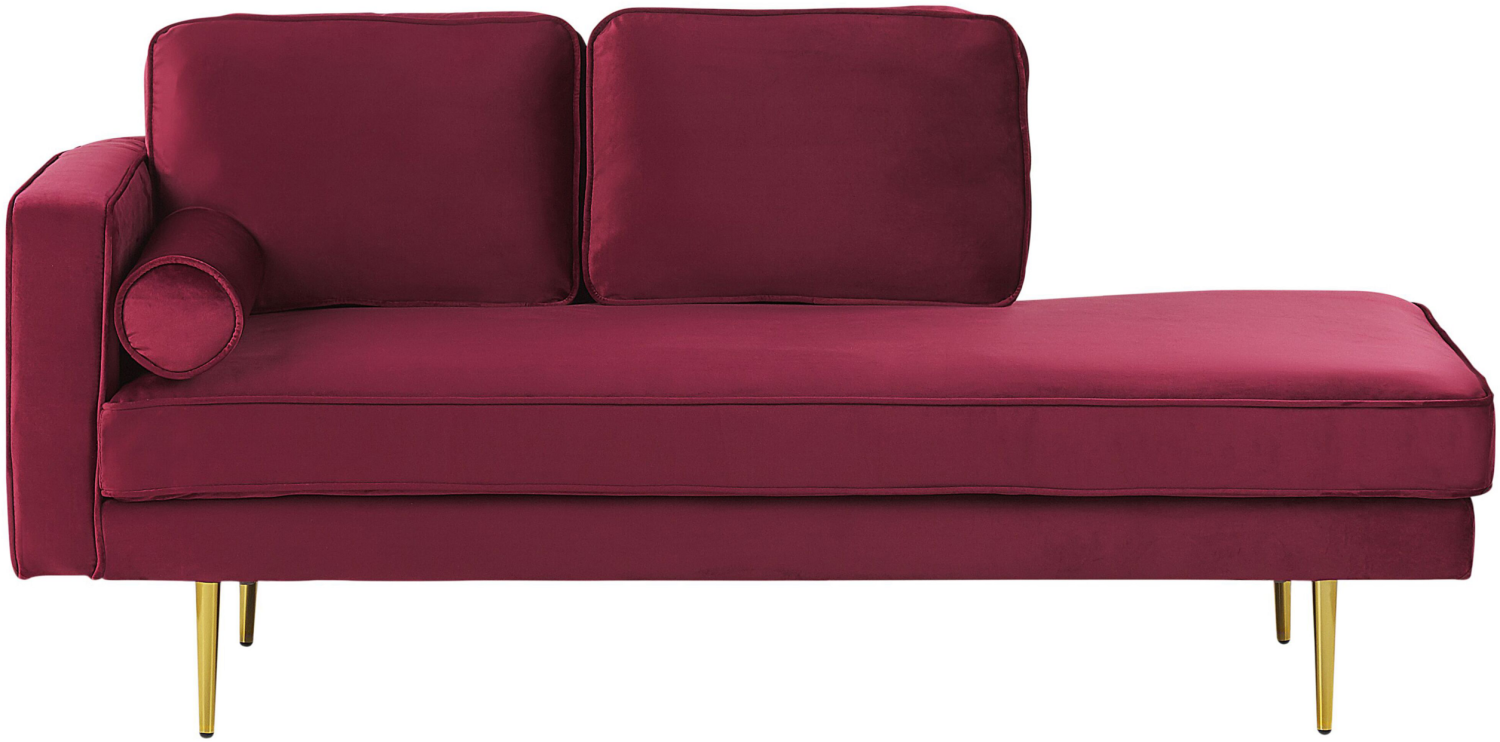 Chaiselongue Samtstoff dunkelrot linksseitig MIRAMAS Bild 1