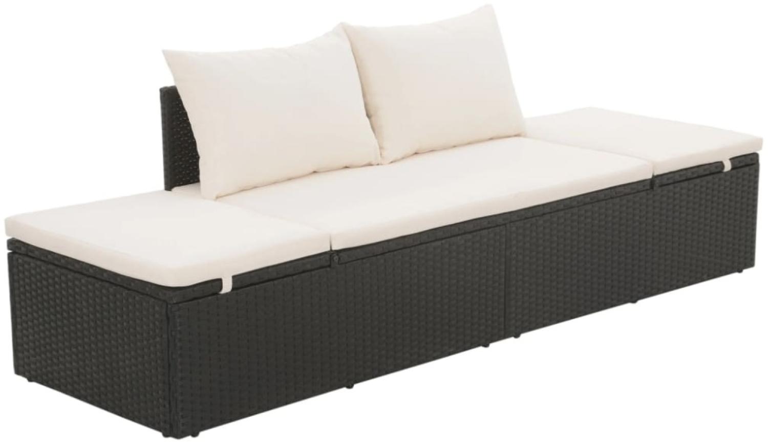 vidaXL Gartenbett Schwarz 195×60 cm Poly Rattan 43953 Bild 1