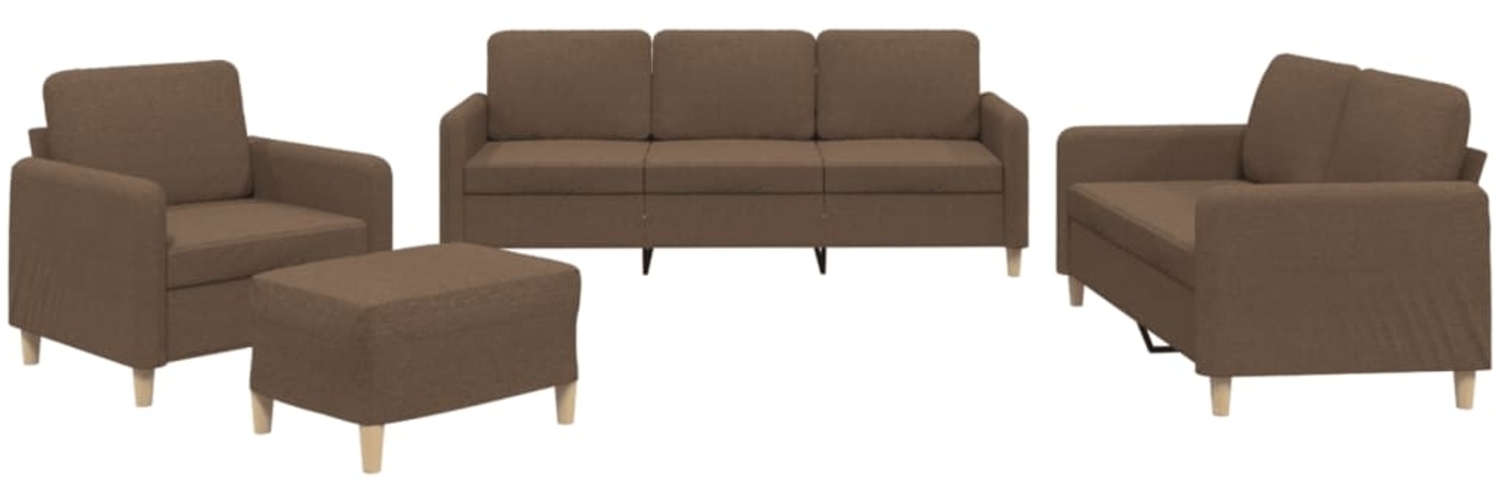 vidaXL 4-tlg. Sofagarnitur mit Kissen Braun Stoff 3202065 Bild 1