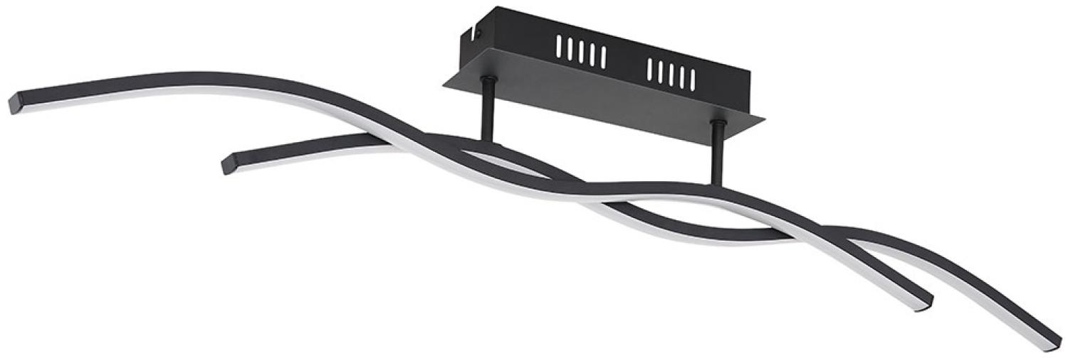 LED Deckenleuchte, schwarz graphit, Wellen-Design, L 88 cm Bild 1