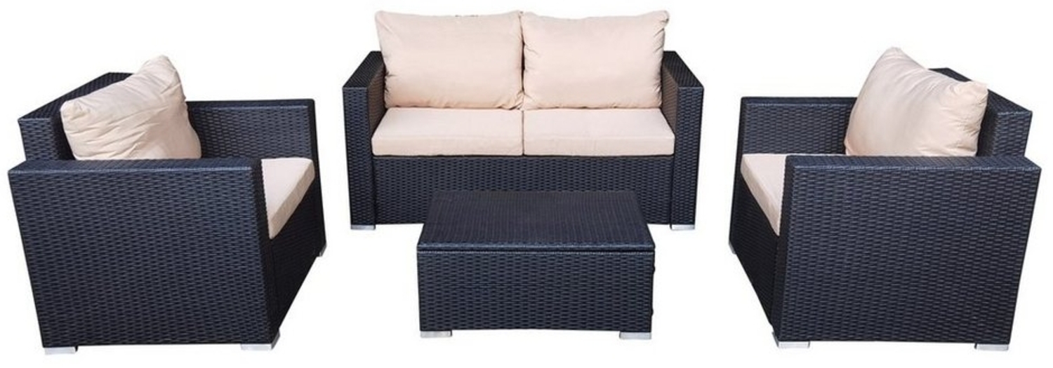 HTI-Living Gartenlounge-Set Terrassenmöbel Tricase, (Set, 4-tlg, 1 Zweisitzer, 2 Sessel, 1 Tisch), Loungemöbel Polyrattan Bild 1