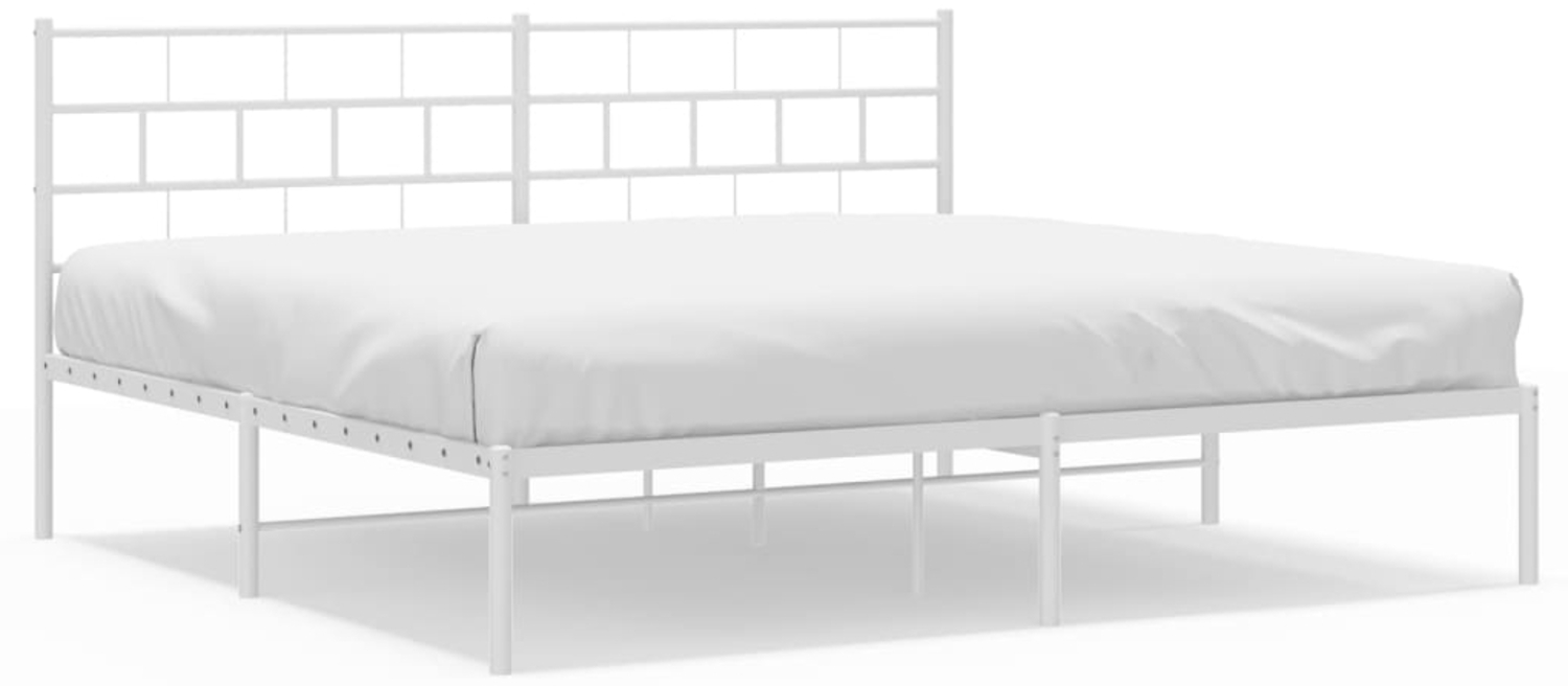 vidaXL Bettgestell mit Kopfteil, Metall, Weiß, 193x203 cm Bild 1