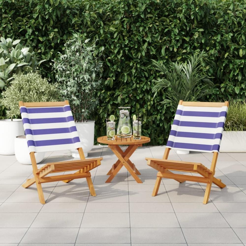 vidaXL Gartenstühle 2 Stk. Blau und Weiß Massivholz Akazie & Stoff 367695 Bild 1