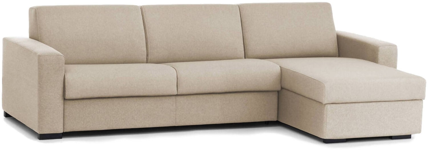 Dmora Schlafsofa mit Halbinsel Aika, Sofa mit umkehrbarer Stauraumhalbinsel, Standardarmlehnen, 100 % Made in Italy, 280 x 95 x 90 cm, Beige Bild 1