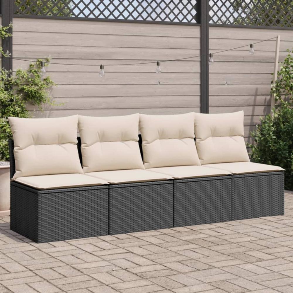 vidaXL Gartensofa mit Kissen 4-Sitzer Schwarz Poly Rattan 366000 Bild 1