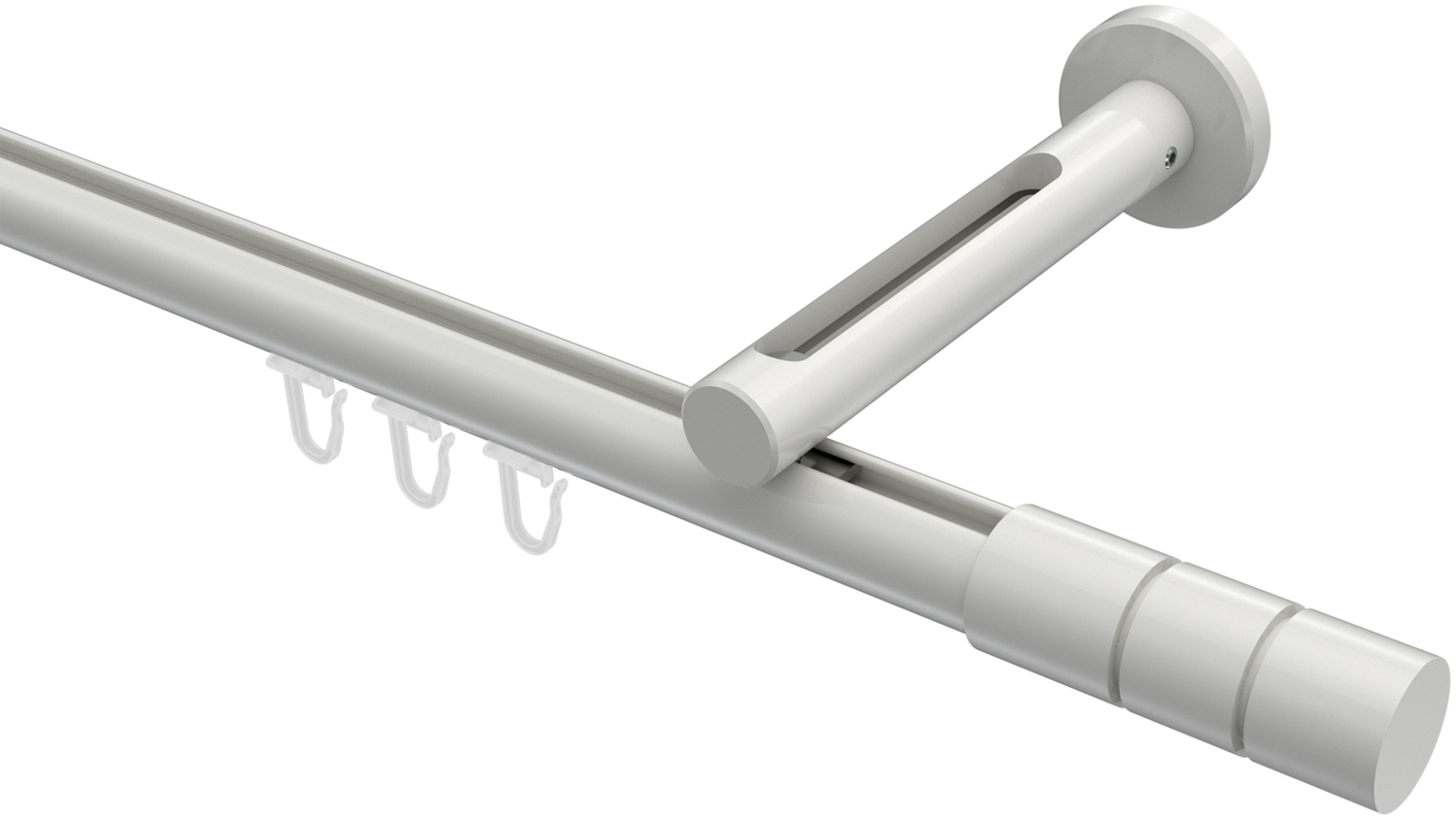 Innenlauf-Gardinenstangen-Set Siteno Elanto 280 cm (geteilt in 2 x 140 cm), 1-läufig, 20 mm Ø Weiß Bild 1