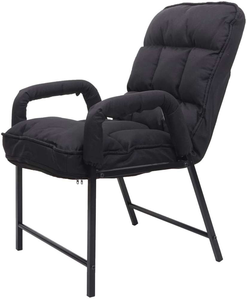 Esszimmerstuhl HWC-K40, Stuhl Polsterstuhl, 160kg belastbar Rückenlehne verstellbar Metall ~ Stoff/Textil schwarz Bild 1