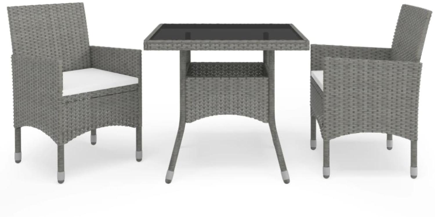 vidaXL 3-tlg. Garten-Essgruppe Grau Poly Rattan und Glas 3058309 Bild 1