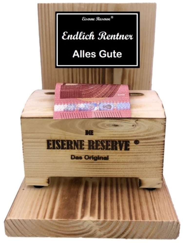 Eiserne Reserve® Geschenkbox Endlich Rentner Alles Gute - Eiserne Reserve - Geldbox - Geldgeschenk Bild 1