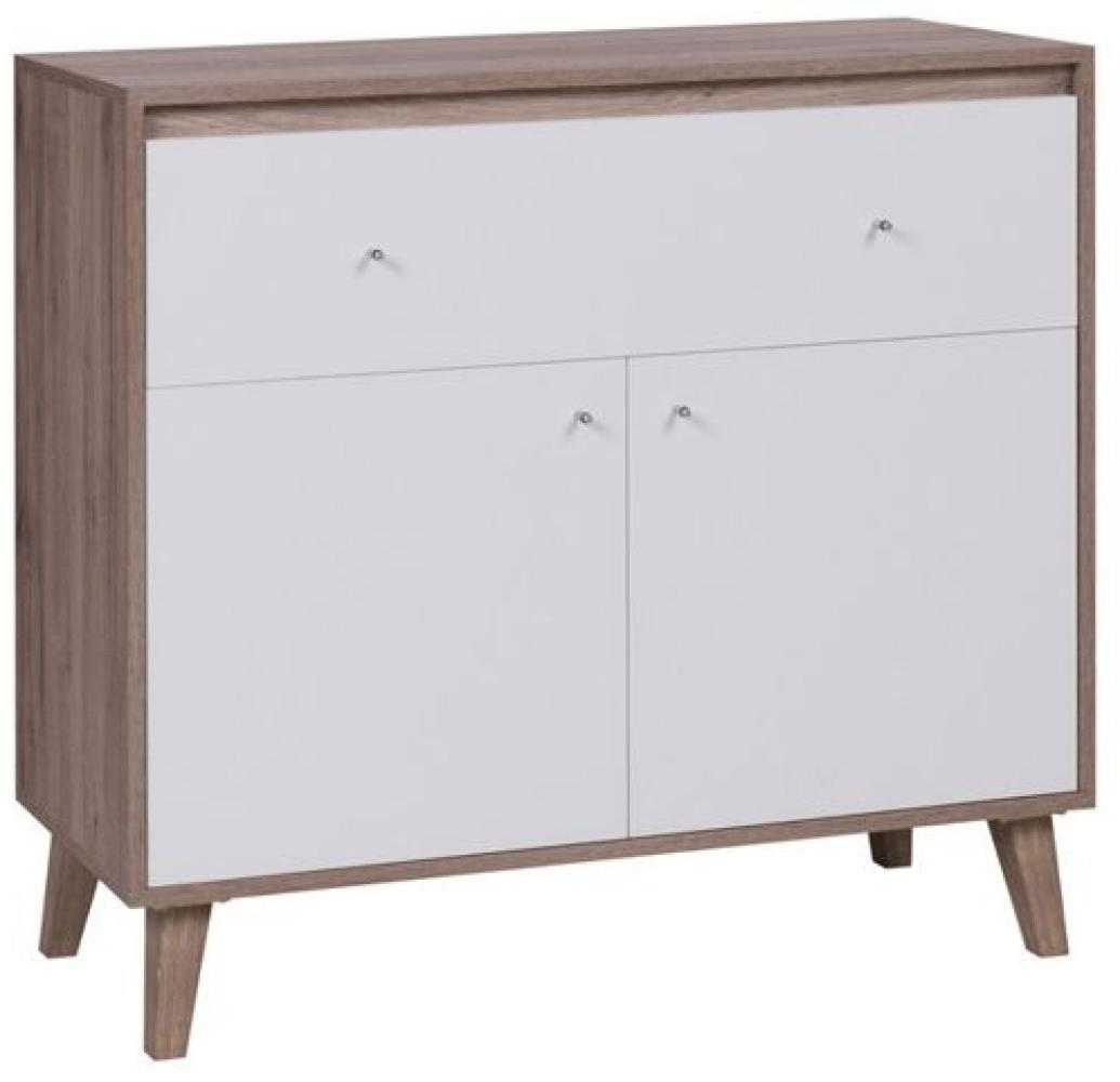 Kommode Sideboard Schrank KALMAR 100x90,5x40 cm in Sanremo / Weiss Bild 1