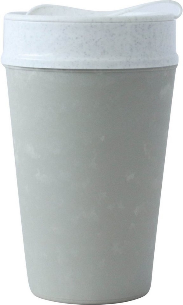 Koziol Thermobecher Iso To Go, Isolierbecher, Kunststoff-Holz-Mix, Concrete Grey, 400 ml, 7001698 Bild 1