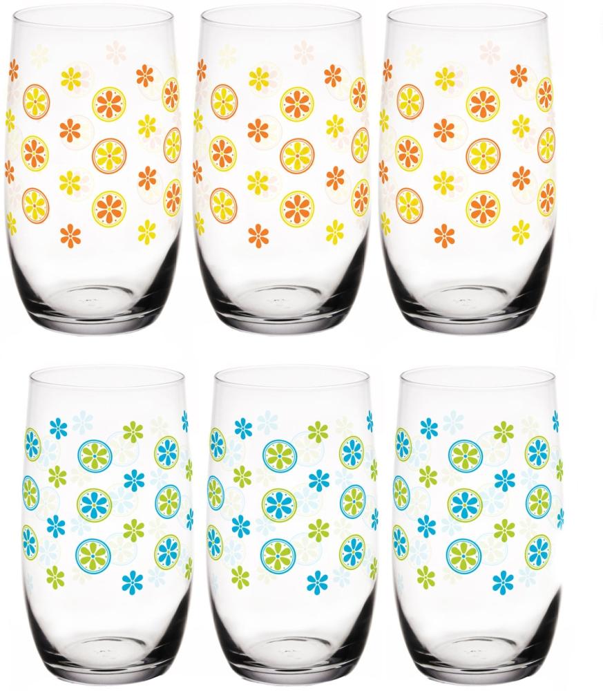 6 Longdrinkgläser 320ml mit Blumen-Motiv Bild 1