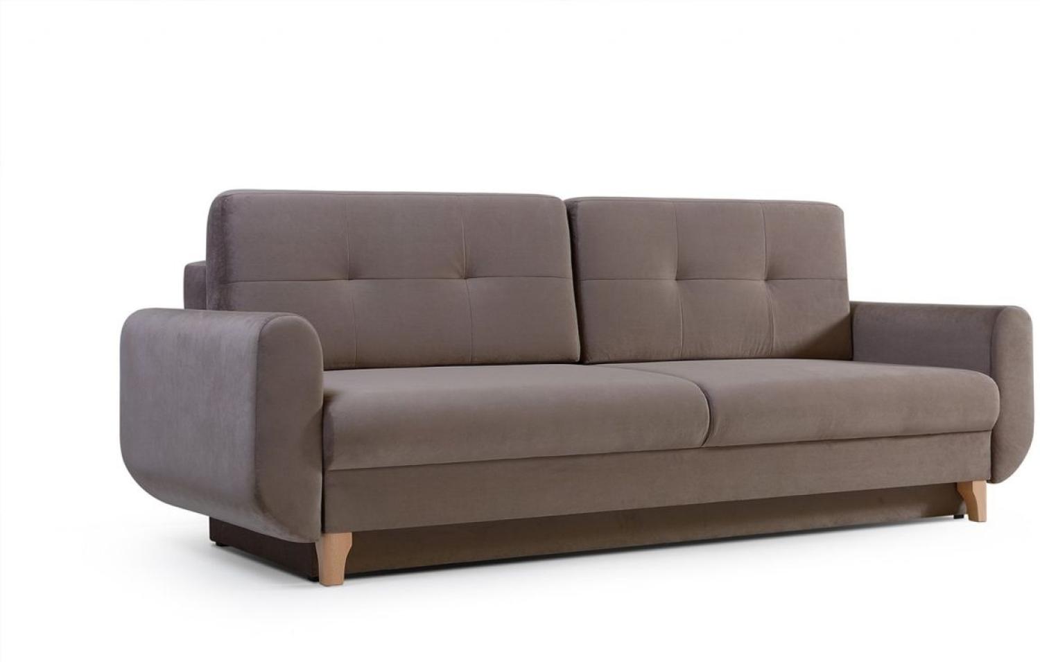 Sofa 3-Sitzer Schlafsofa ARLET Stoff Cappuccino Bild 1