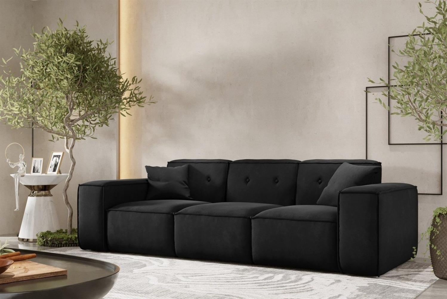 Sofa Designersofa CESINA 3-Sitzer in Stoff Opera Velvet Schwarz Bild 1