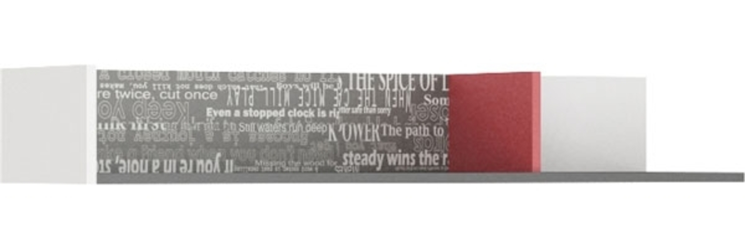 Wandregal "Philosophy" Wandboard 120cm weiß graphit rot mit Schrift Print Bild 1