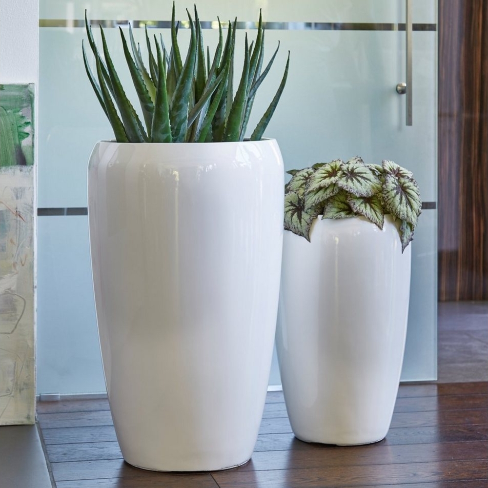 Flingora Bodenvase Gloria, mit Einsatz - Fiberglas - Indoor & Outdoor - Weiß - Höhe 51 cm Bild 1