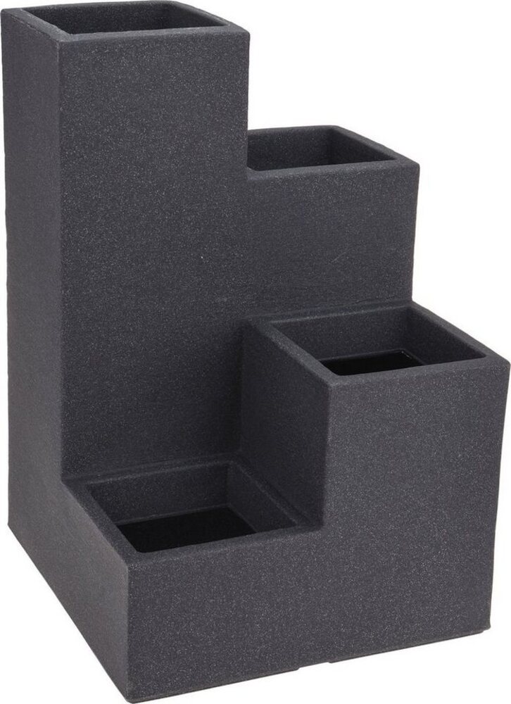 Spetebo Pflanzentreppe 4er Blumentreppe 60 x 40 cm - anthrazit (Stück, 1 St, Blumentreppe), mit strukturierter Oberfläche in Stein Optik Bild 1