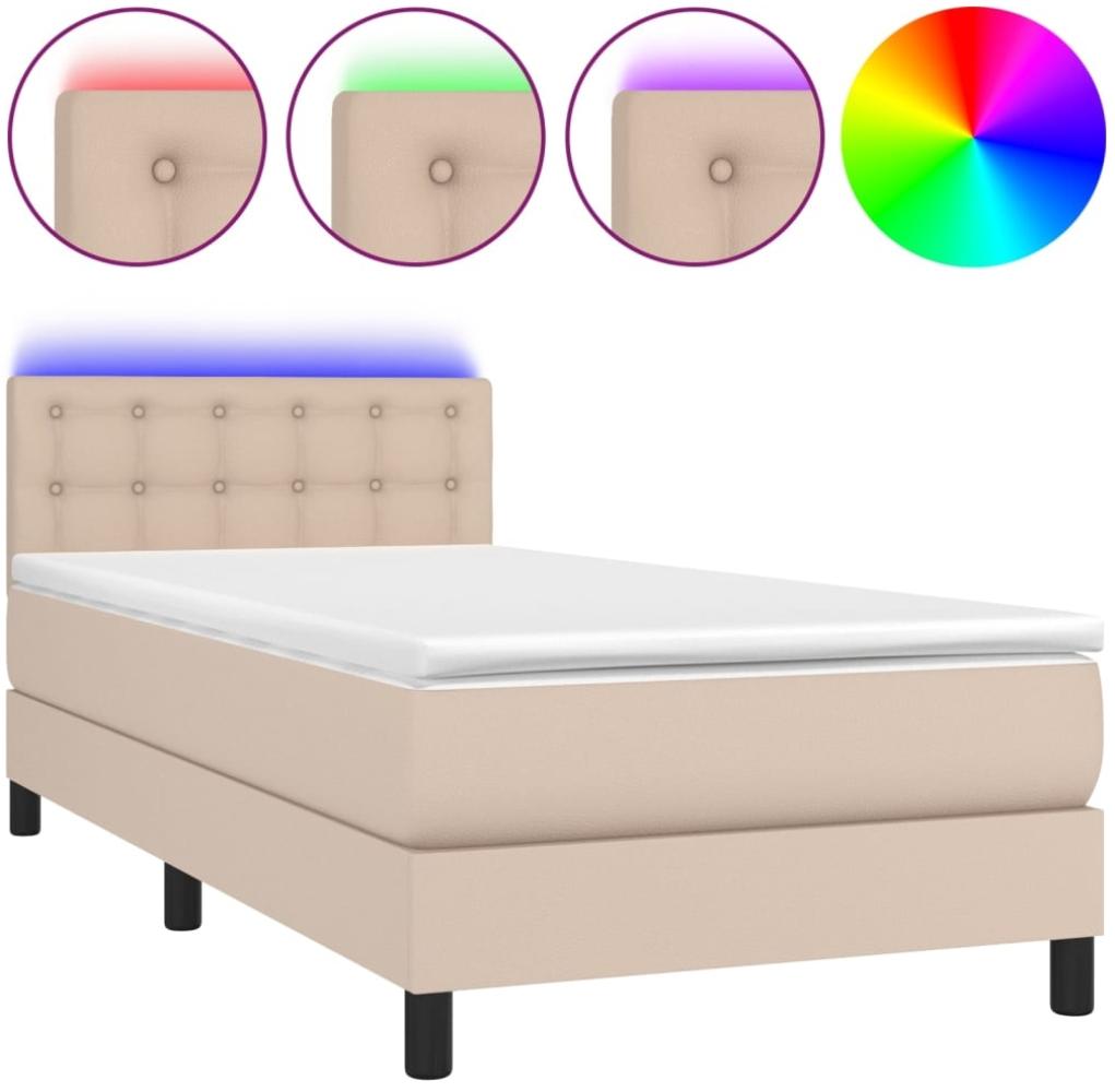 vidaXL Boxspringbett mit Matratze & LED Cappuccino-Braun 100x200cm 3134212 Bild 1