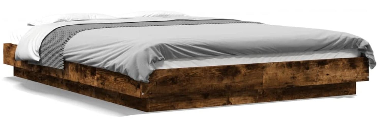 vidaXL Bettgestell mit LED Räuchereiche 135x190cm Holzwerkstoff 3281137 Bild 1
