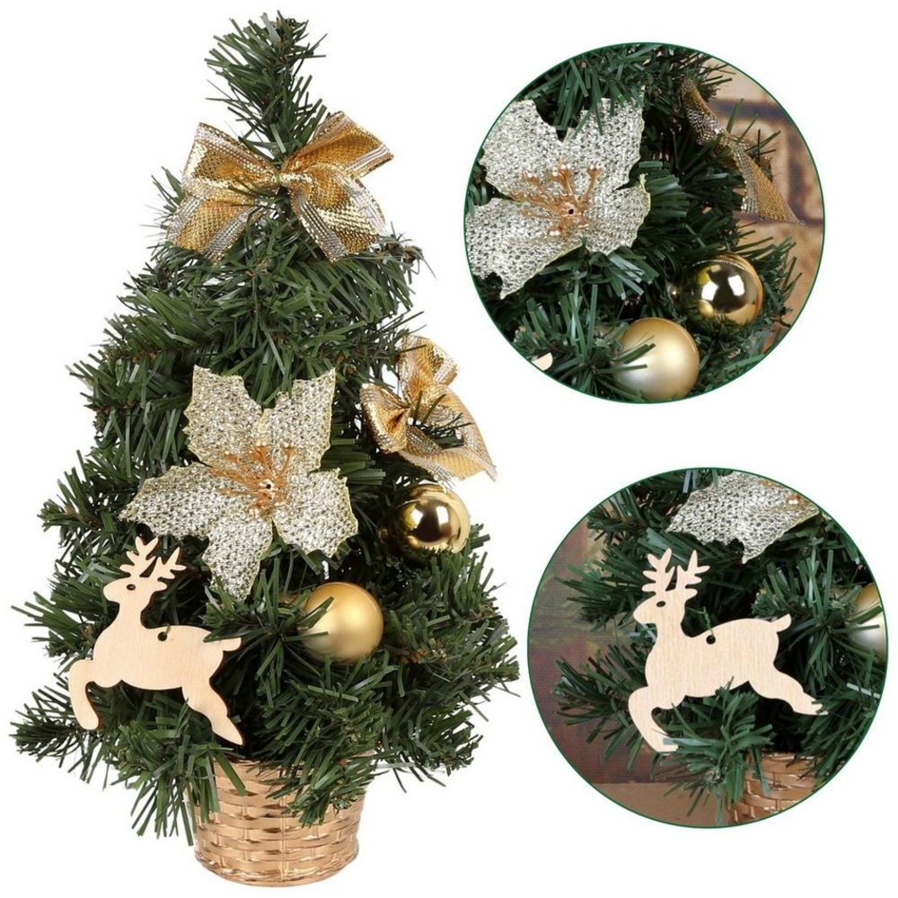 Sarcia. eu Künstlicher Weihnachtsbaum Künstlicher Weihnachtsbaum mit goldenen Ornamenten im Topf 30cm Bild 1