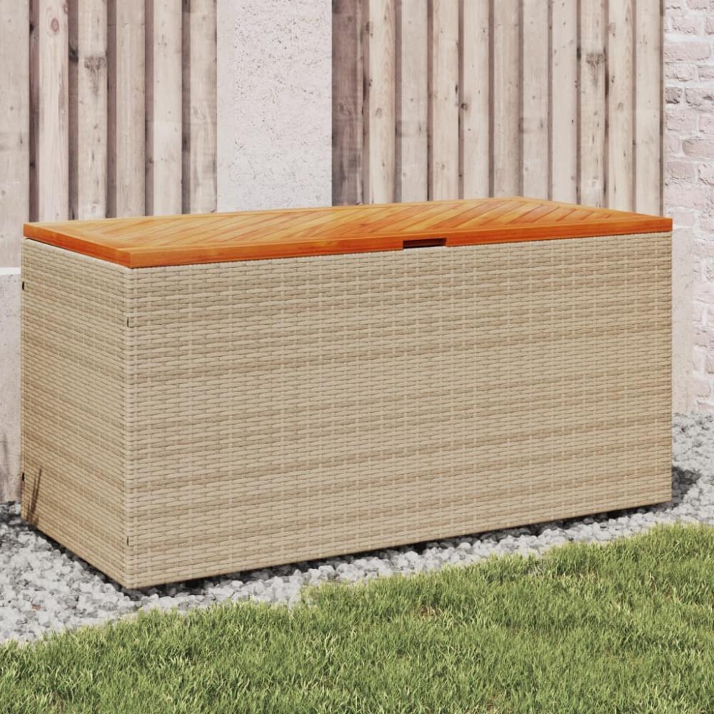 vidaXL Gartentruhe Beige 110x50x54 cm Poly Rattan Akazienholz 365957 Bild 1